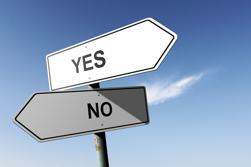 Yes and No directions. Opposite traffic sign.