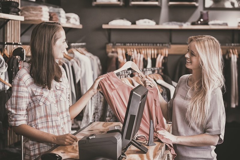 Smiling female shopping