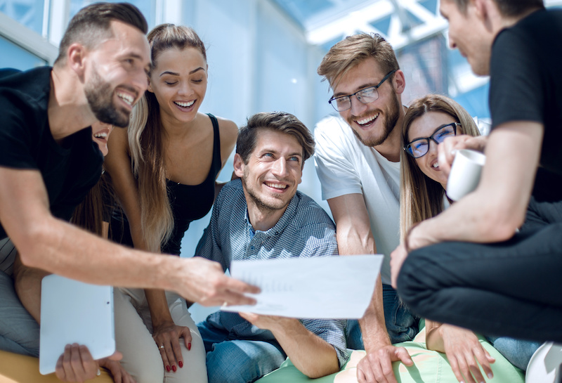 young business team discussing the financial plan of the new project.the concept of teamwork