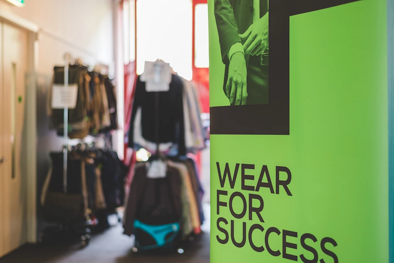 Wear for Success signage and look into wardrobe