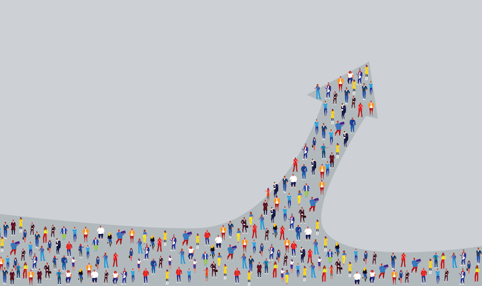 Strong candidate market - arrow of candidates pointing upwards