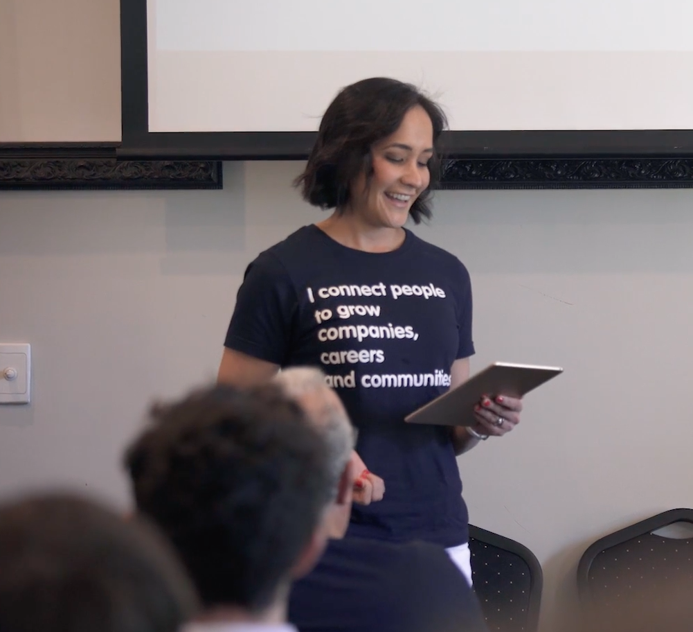 Andrea Davey presenting at Scout Talent Group's Quarterly Town Hall event