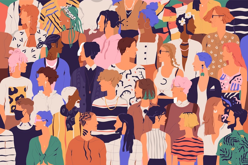 Crowd of diverse people illustration